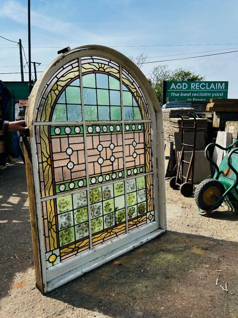 Antique Victorian Stained Glass Leaded Window