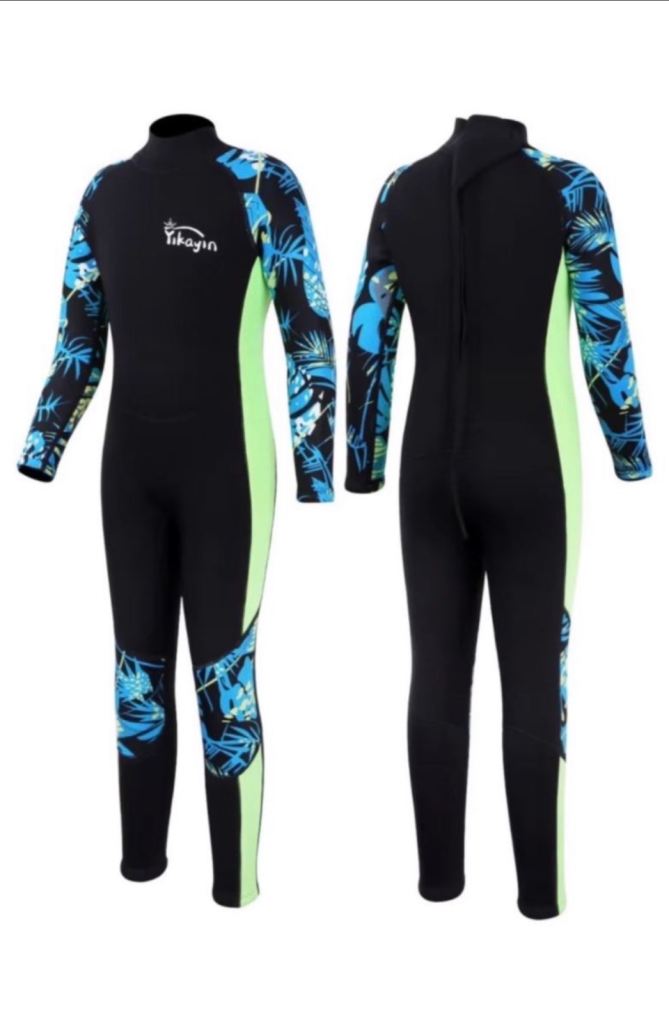 Yikayin Kids 2.5mm Neoprene Full Body Wetsuit – Green, Kids Large 