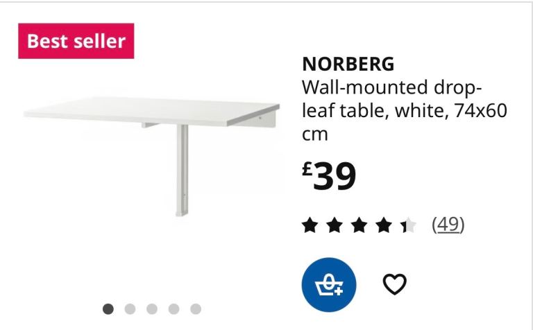 Folding table for wall