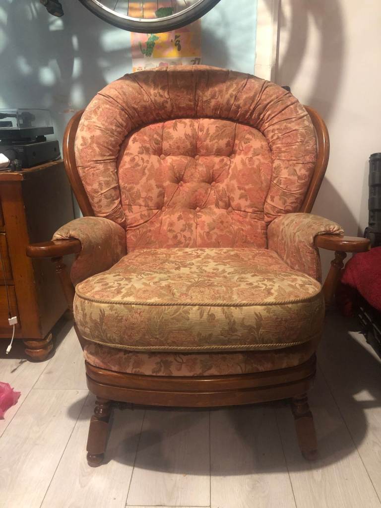 vintage 1980s embroidered style floral armchair