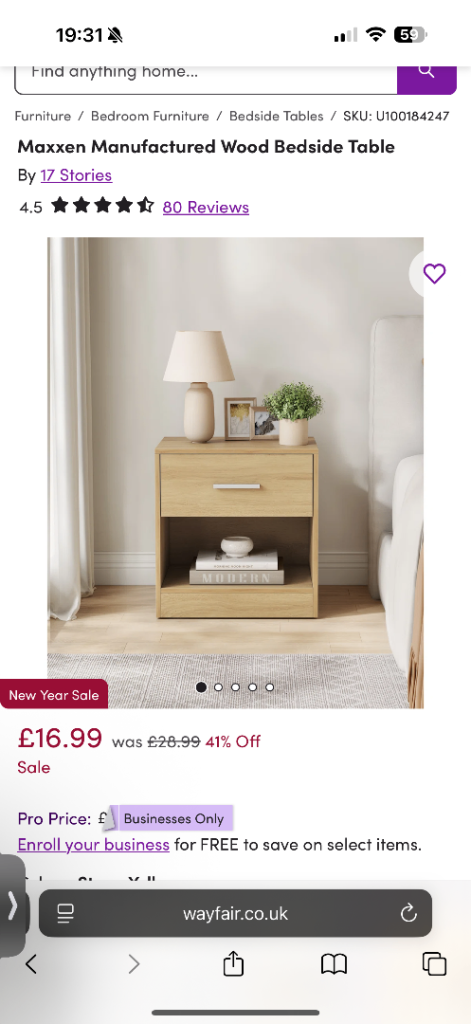 2 x bedside tables/side tables 