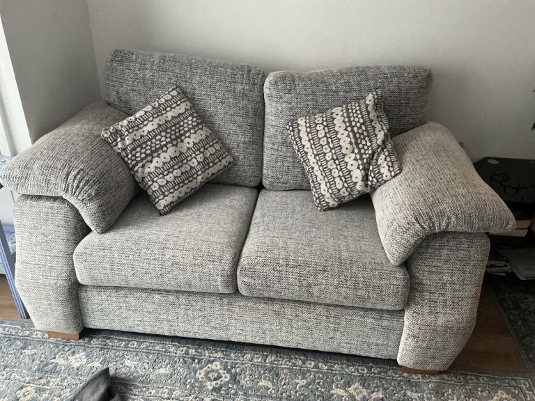 Cosy Grey Fabric Two-Seater Sofa x two– Good Condition, as new
