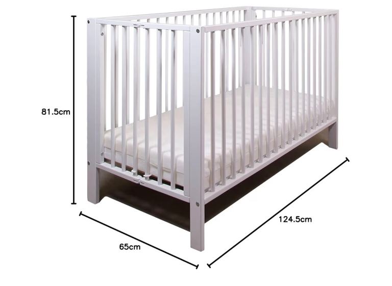 Baby Cot with mattress, only used twice, folds down