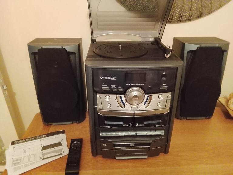 Stereo 3cd mini hifi system with PLL radio cassette and turntable