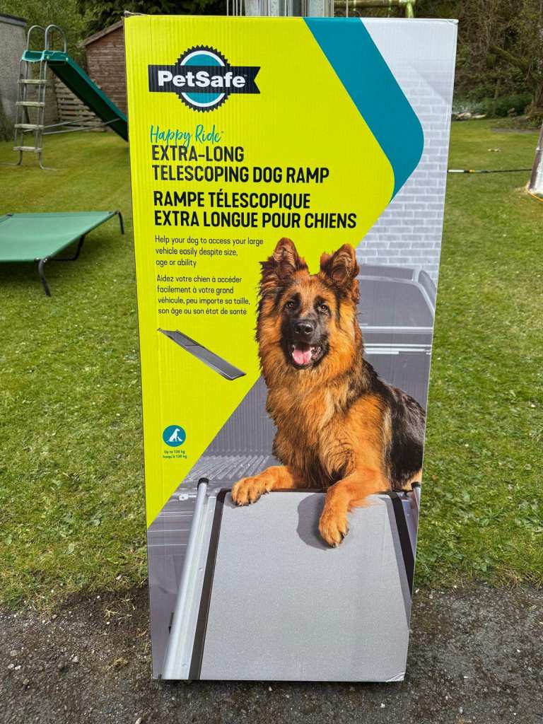 As new - in box. PetSafe Happy Ride Extra-long Telescoping (telescopic) Dog Ramp