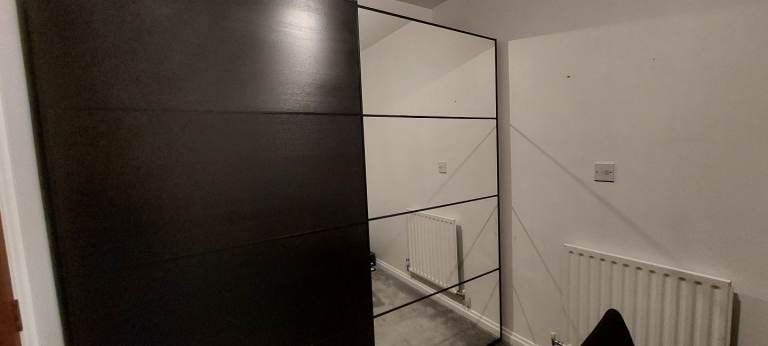 Ikea pax wardrobe  black mirror extra basket drawers