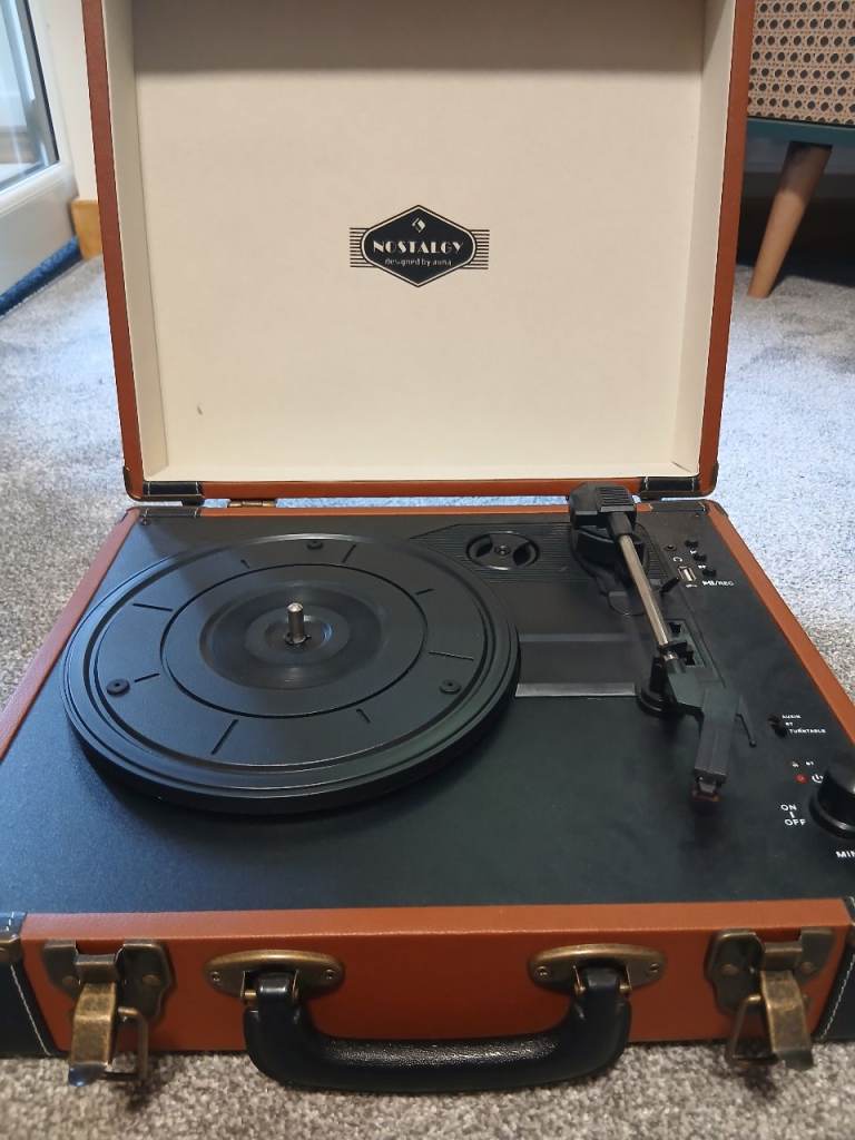Nostalgy Auna Jerry Lee Suitcase Record Player PC USB Turntable Vintage Retro