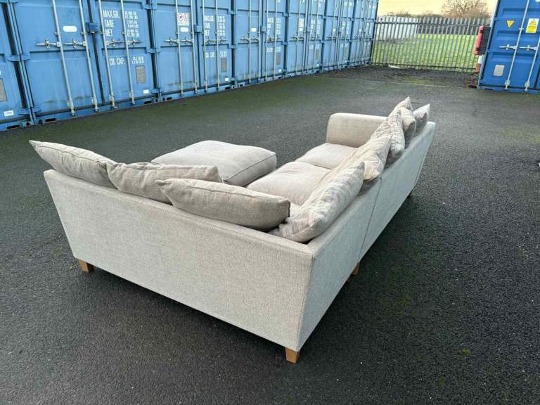 Beige L Shape corner sofa with matching footstool DELIVERY AVAILABLE