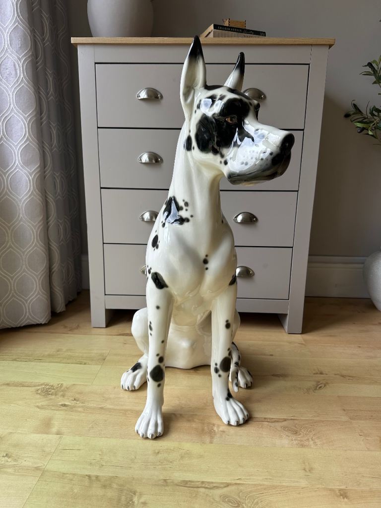 Large 31” Vintage Lladró / DAISA Harlequin Great Dane Statue – Spain, 1984 - VGC