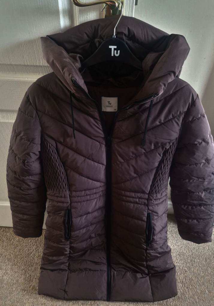 image for TU Size 14 Brown Padded Long Coat with Hood