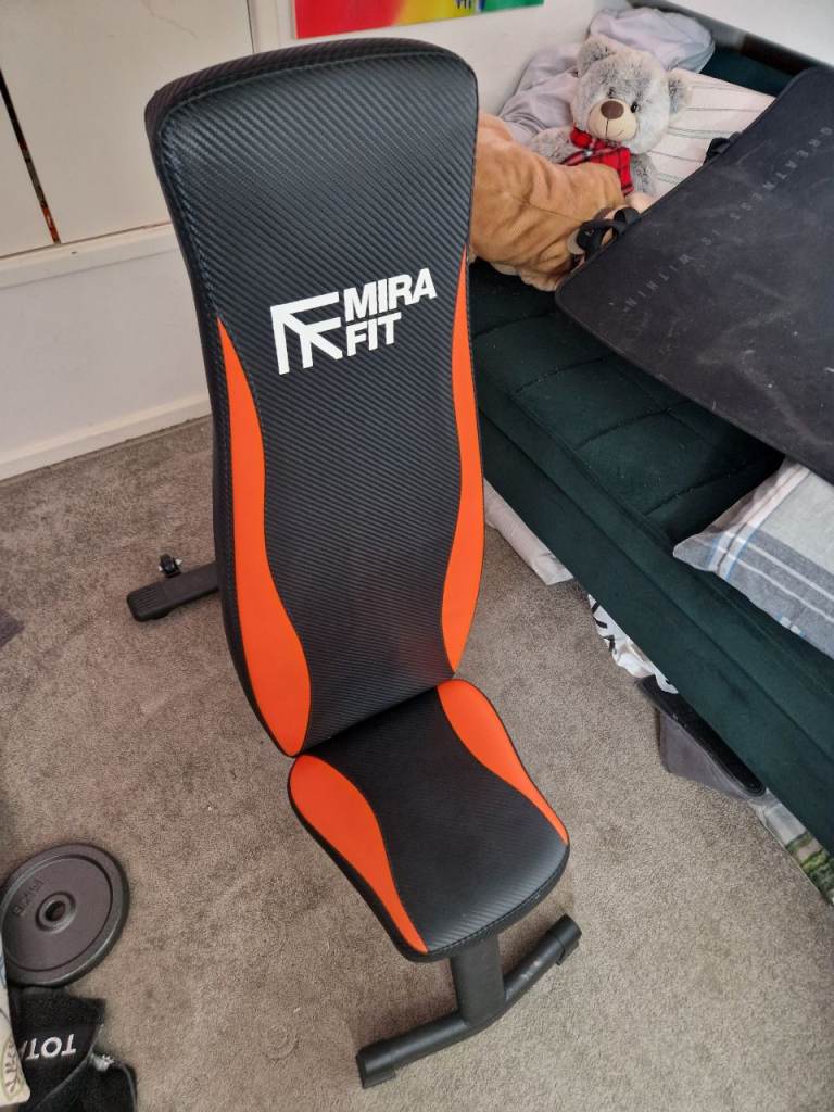 MIRA FIT Adjustable Weight Bench – Orange & Black, Good Condition