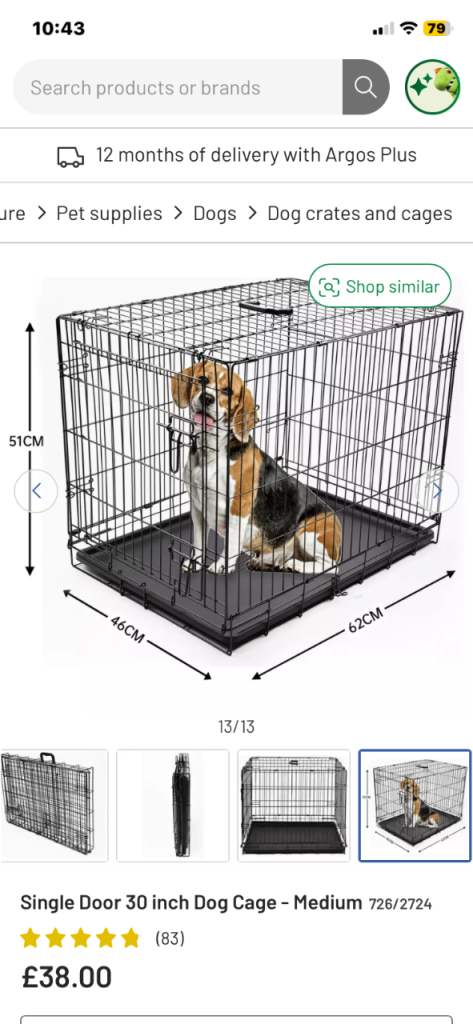 As new dog crate