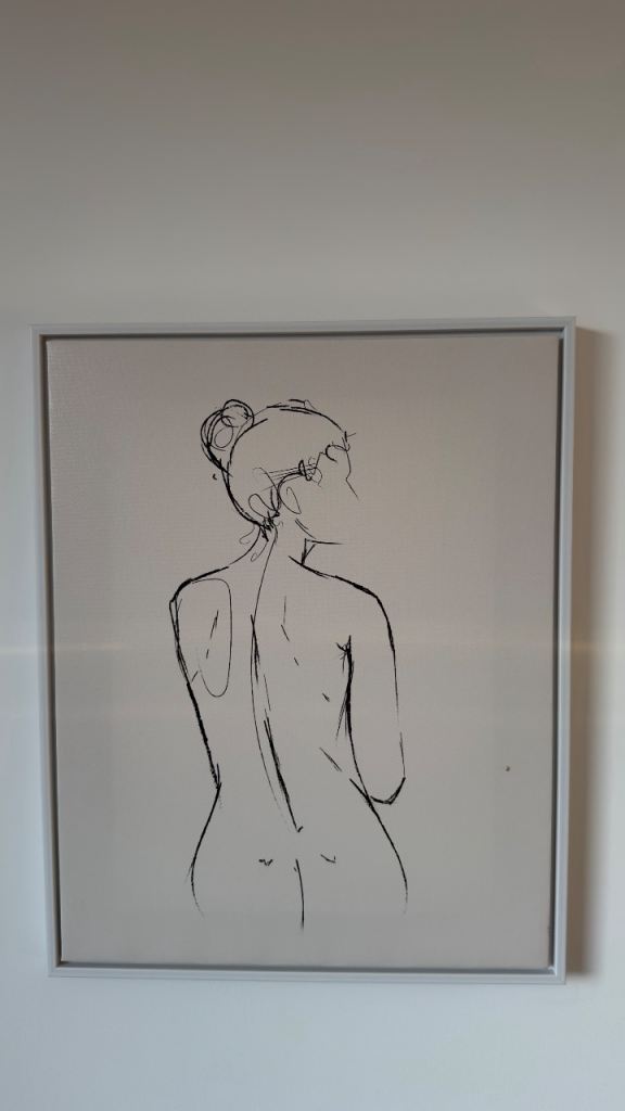 2 Framed Abstract Figure Sketch Cancas Paintings - Good Condition