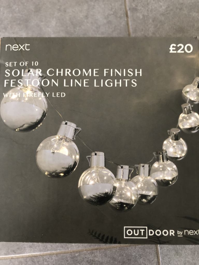 Next Set of 10 Solar Chrome Finish Line Lights With Firefly LED
