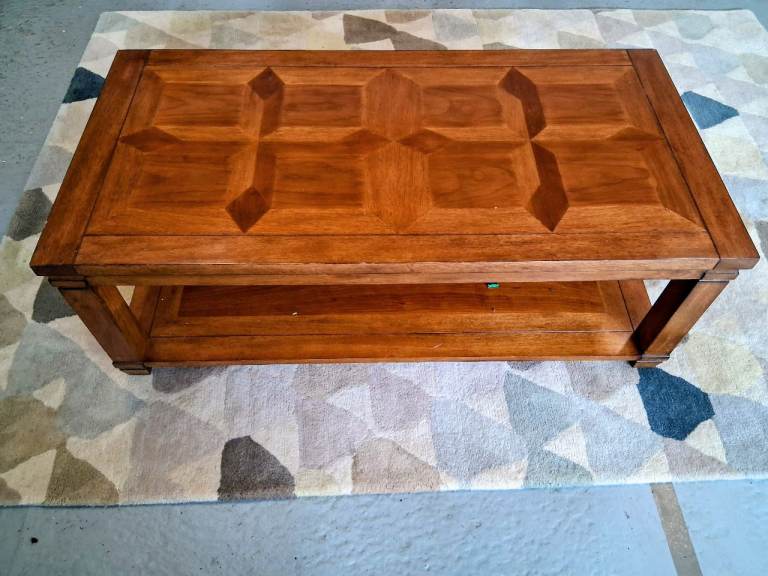 Solid Wood Coffee Table with Shelf – Good Condition