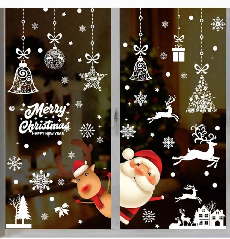 Bnip 197 Pieces Window Stickers Christmas Window Clings