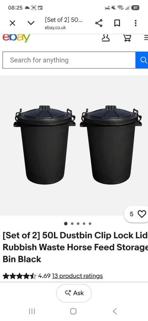 50L black bins