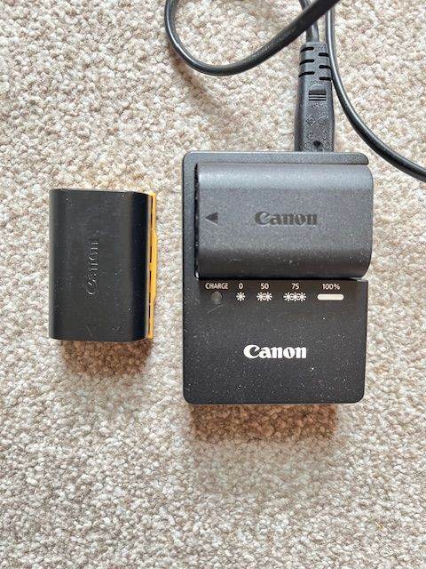 Canon x 2 LP-E6 Lithium-Ion Batteries and  Canon charger for 5D, 7D, 60D