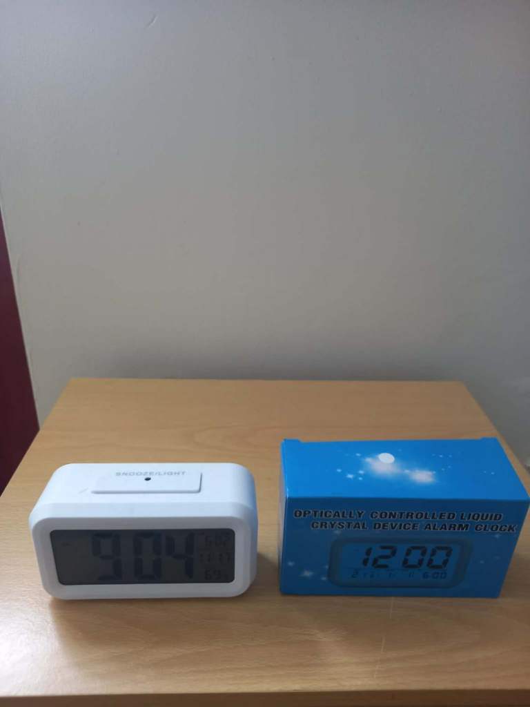 New White Digital LED Alarm Clock with Temperature Display