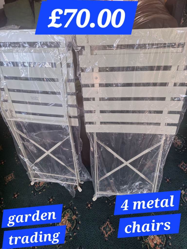 4 xGarden Trading Metal Garden Chairs – Set of 4, New