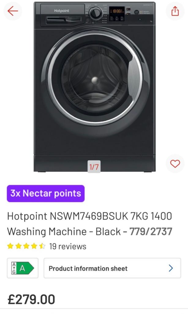 Hot point washing machine never used 