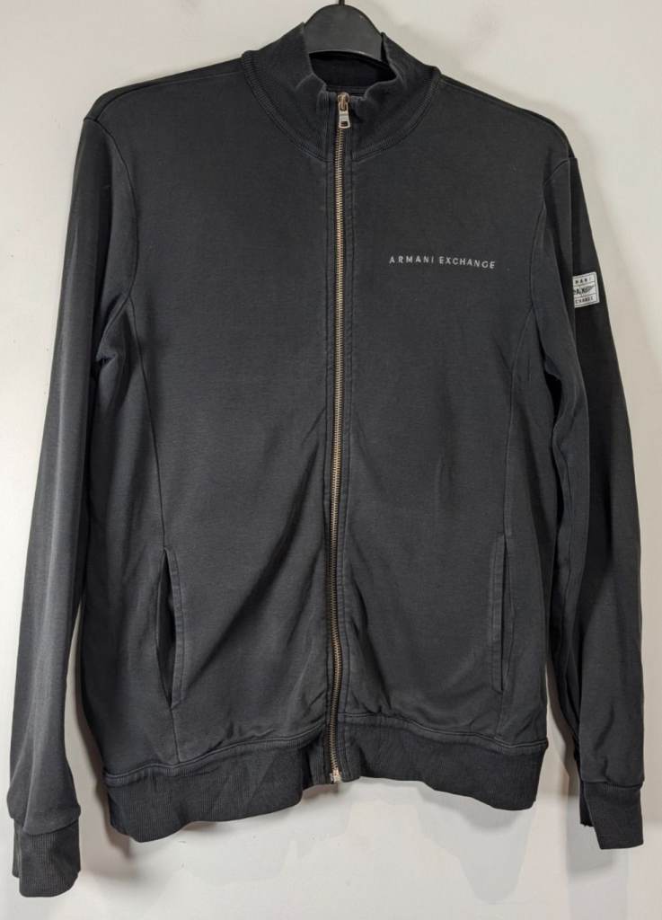Armani Exchange Track Jacket Men Medium Black Logo Full Zip Tracksuit Sweatshirt