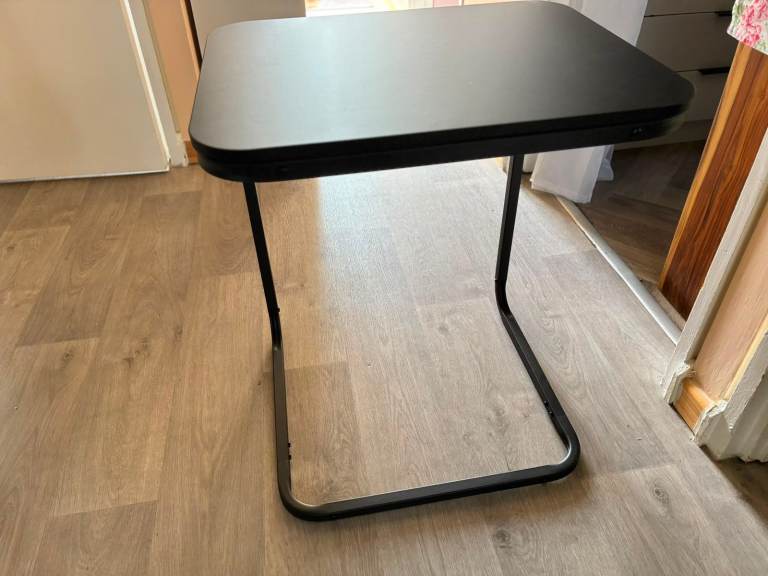 Black Metal Side Table / Laptop Table – Good Condition