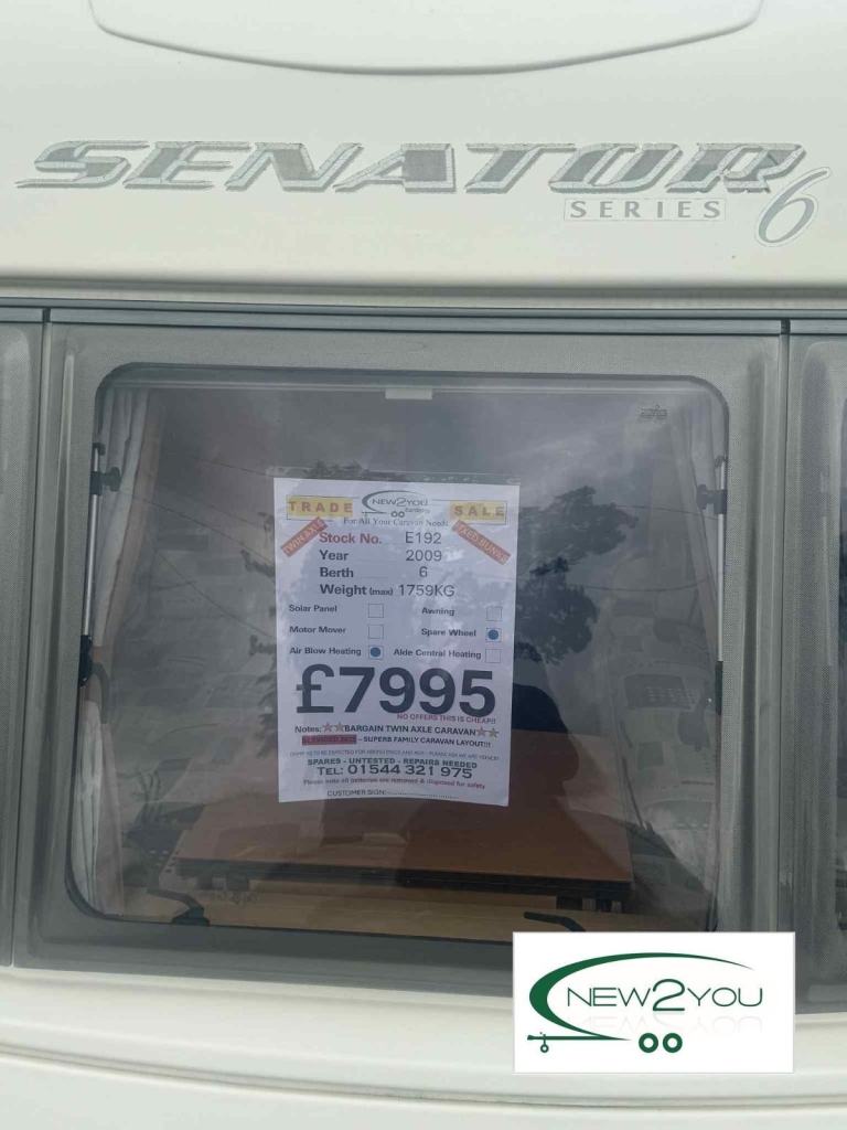 2009 Bailey Senator Carolina 6 Berth Twin Axle Caravan - STOCK NO E192