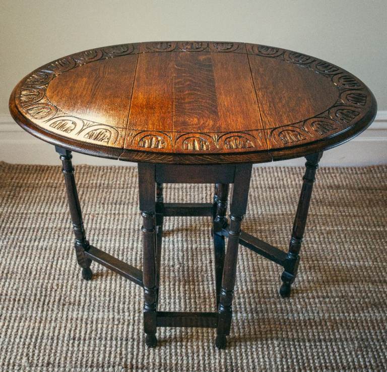 Antique Oak Small Drop Leaf Table