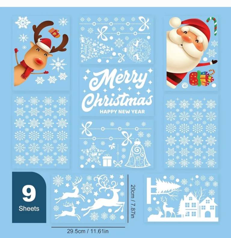 Bnip 197 Pieces Window Stickers Christmas Window Clings