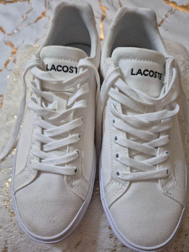 Lacoste Lerond Pro White Canvas Trainers UK 7.5