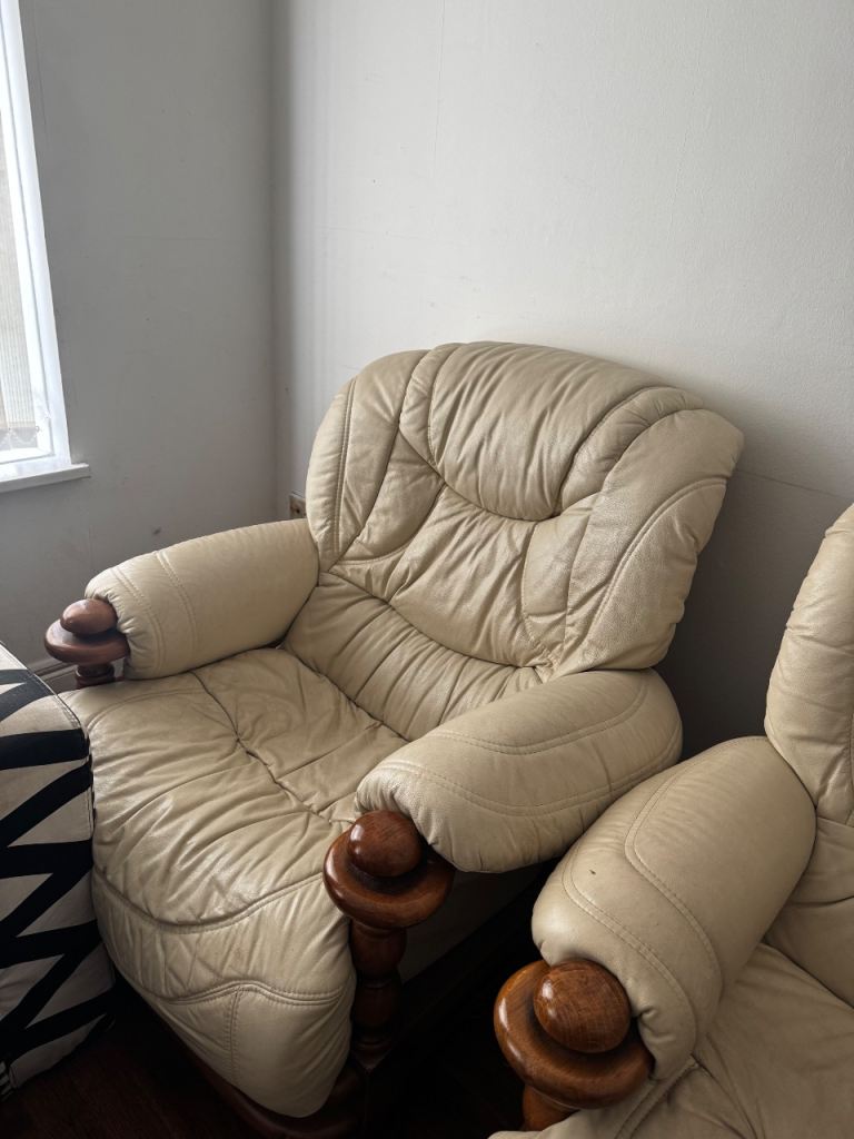 Cream Leather Sofas