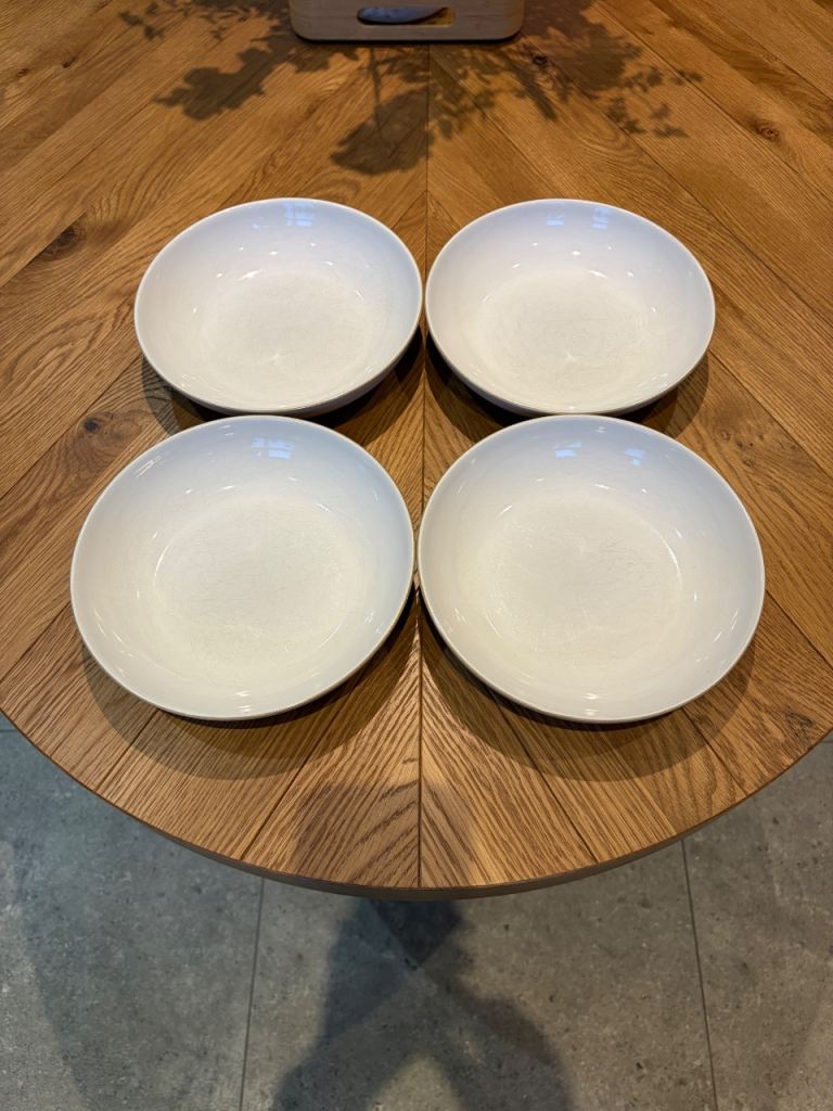 Set of 4 Denby White Pasta Bowls – Good Condition
