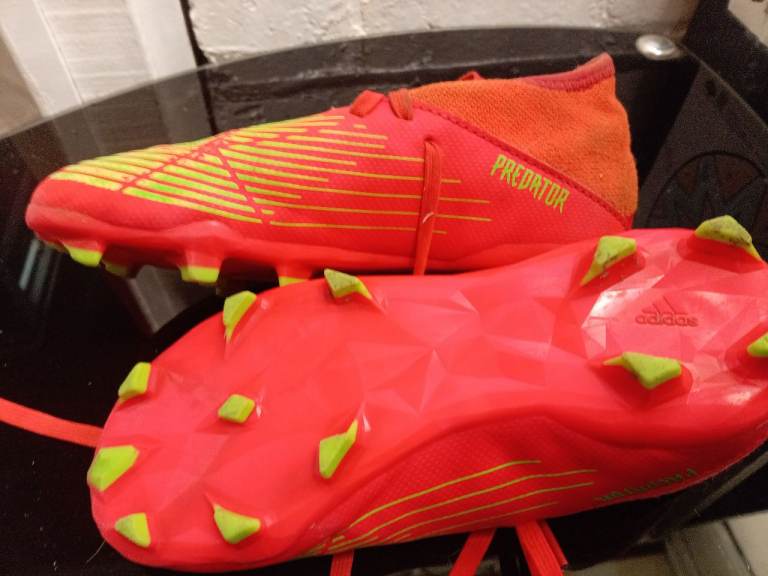 Adidas Predator Football Boots - Kids Size 1, Bright Red & Yellow