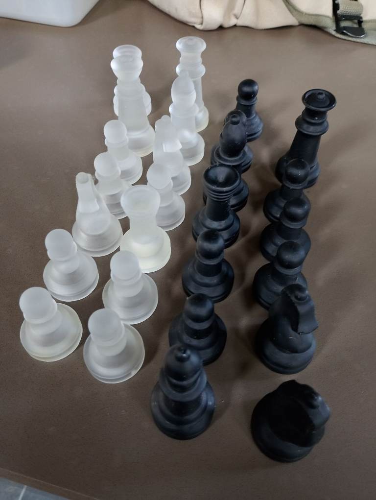 Incomplete glass chess pieces