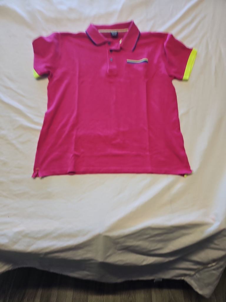 P/CLUB Men's Vibrant Pink Polo Shirt with Neon Accents XXL BB935