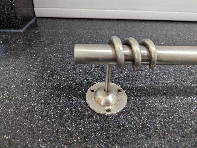 GREY METAL TOWEL RAIL 72.5cm L x 6.5cm D x 11cm H HANGING SPACE 53cm L