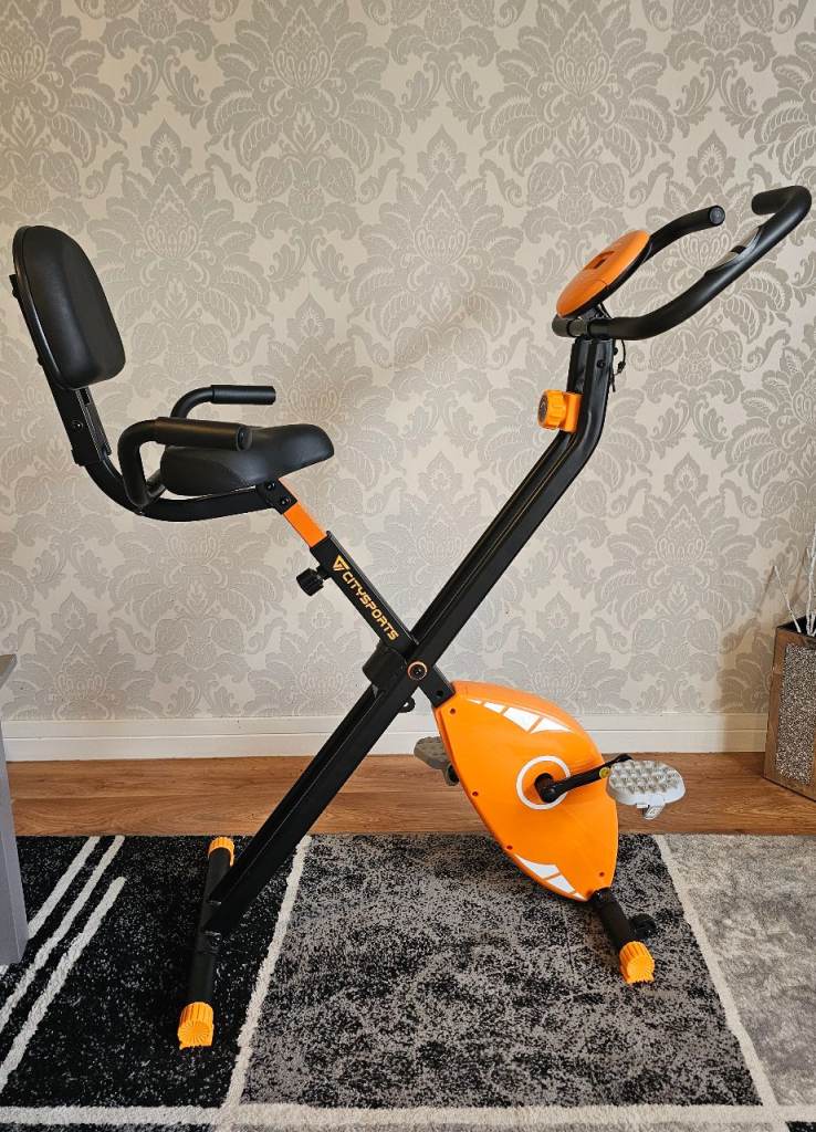 CITYSPORTS Foldable Exercise Bike – Orange & Black, Good Condition
