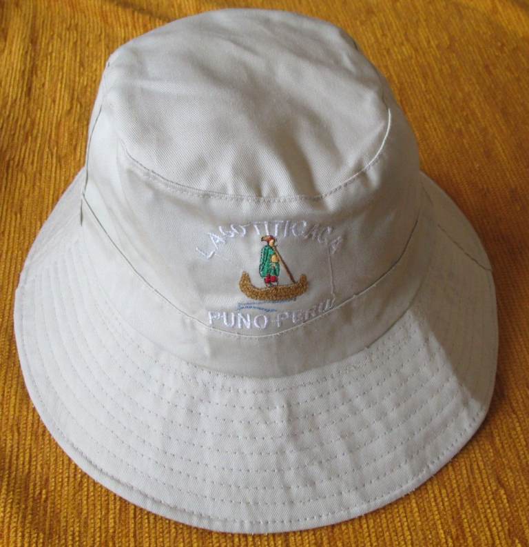 image for Ladies Sun Hat, Beige, fully lined, medium size, embroidered front, wide stitched brim, vgc