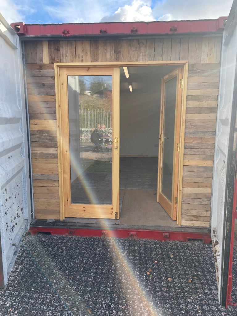 Shipping container studio to rent at Railway Gardens, Splott