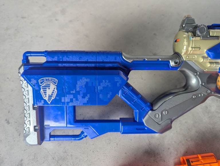 Nerf N-Strike Longstrike CS-6 Blaster Gun Riffle, Dart Magazine Clips & Bipod Stand