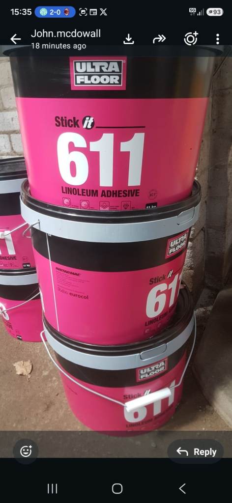 3 x Ultra Floor Stick IT 611 Linoleum Adhesive 11kg 