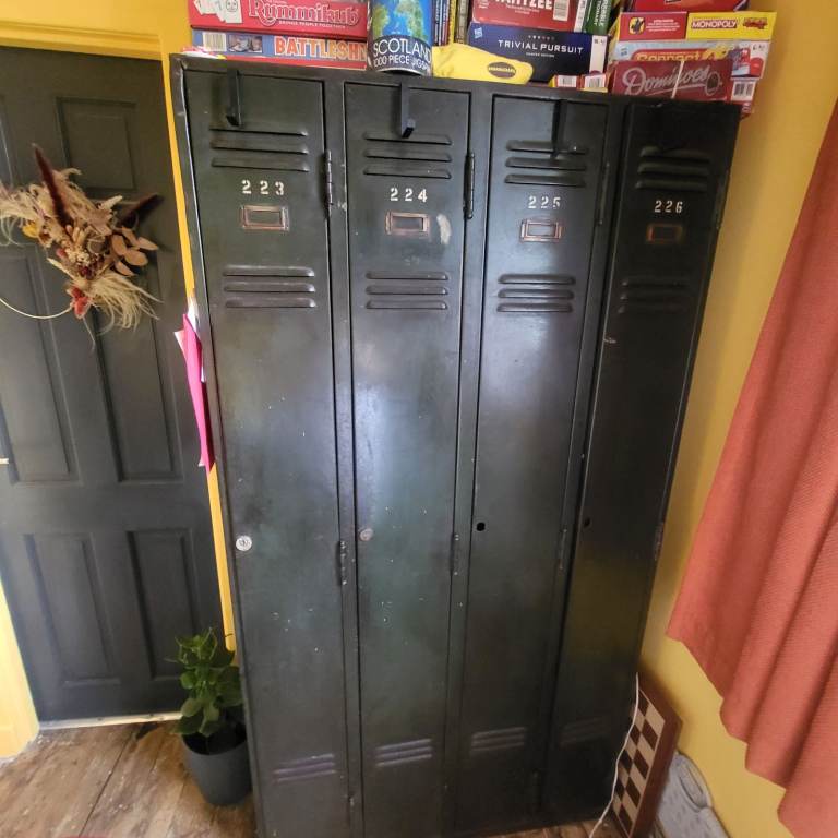 A set of vintage metal lockers