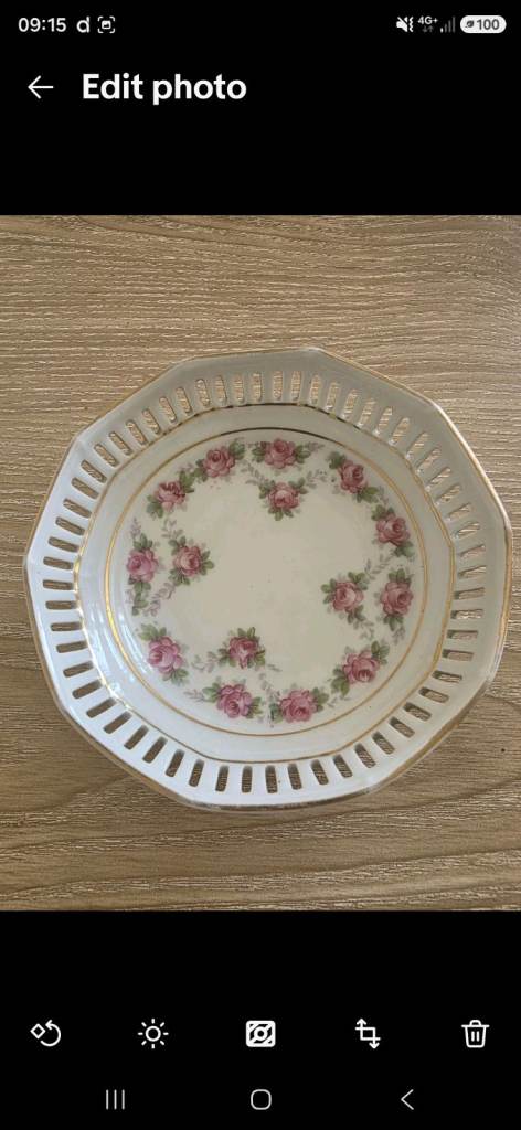 Vintage Schumann Arzberg Porcelain Bowl Dish - Pink Roses, Gold Trim