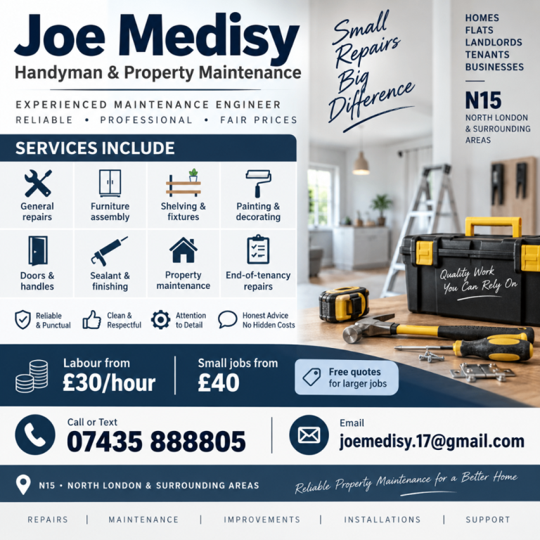 Experienced Handyman & Property Maintenance – N15 / North London