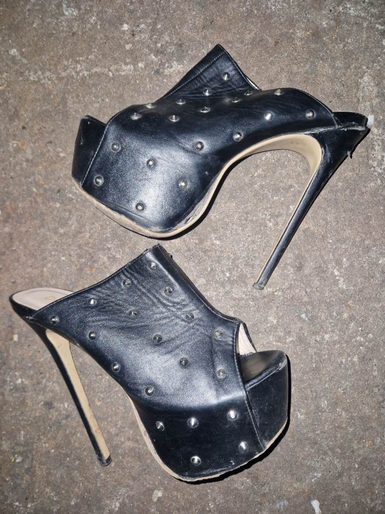 Size 9 stiletto high heel platform mules shoes boots