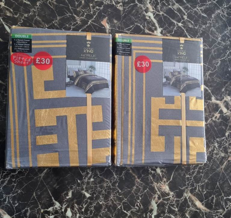Black And Gold Duvet Covers, Fitted Sheets, Pillow Cases Brand New For Double