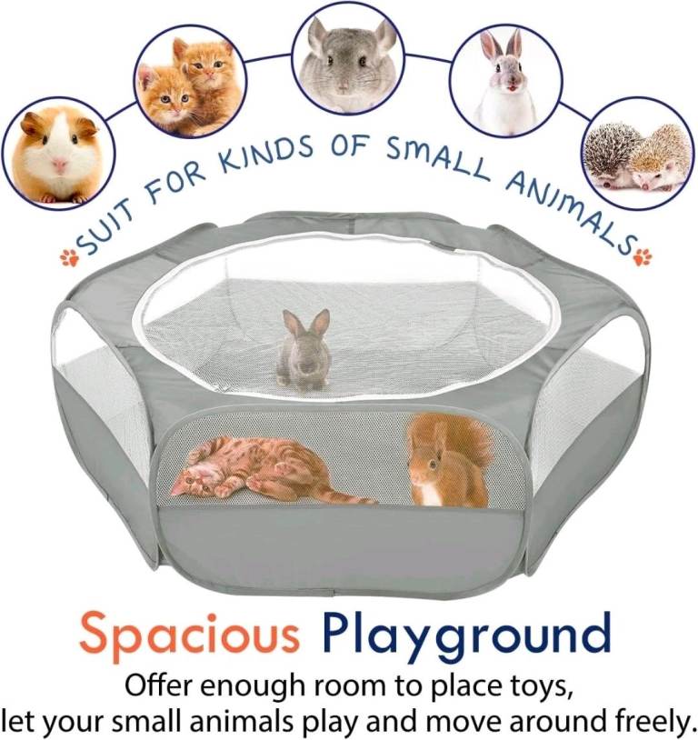 Pawaboo Small Animal Playpen, Waterproof Small Pet Cage Tent with Zippered Cover