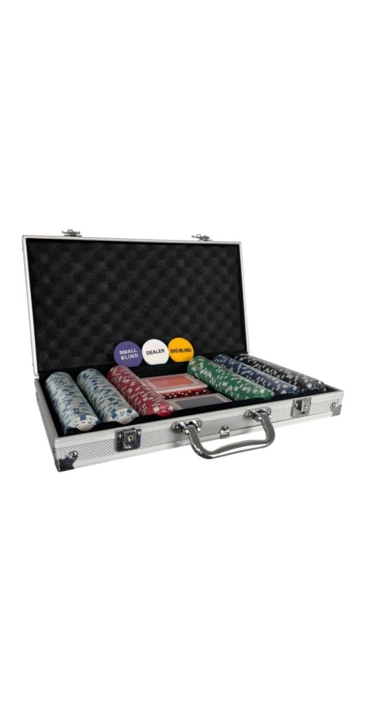 Oypla Elegant Poker Set - 300 Piece Complete With Casino Style Case  - Silver