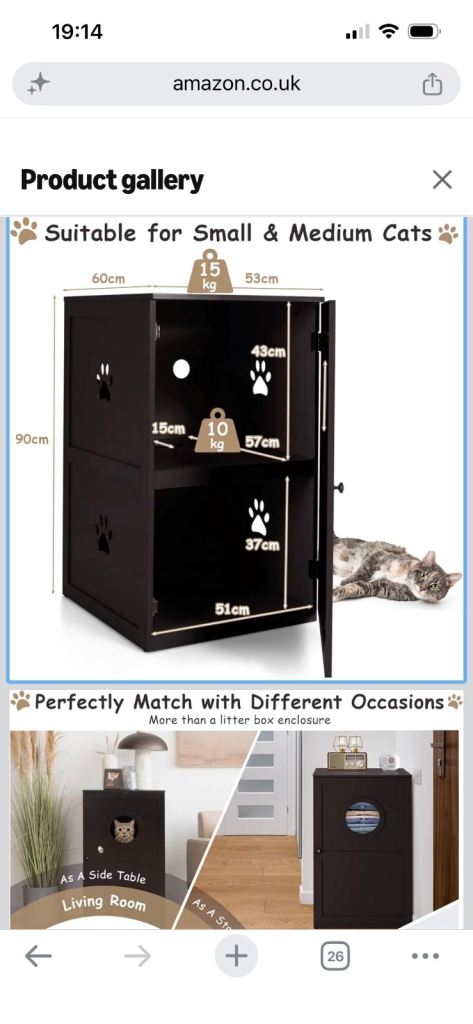 Litter cabinet with stainless steel litter box